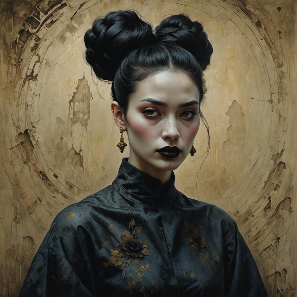 Dystopian Girl Portrait in Beksinski Style