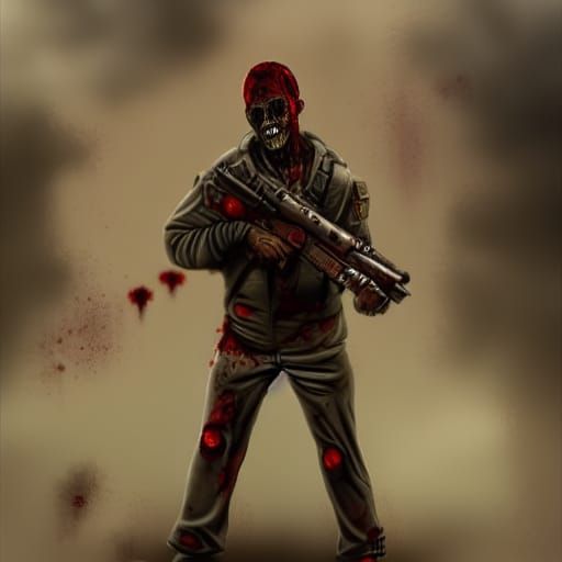 Zombie Soldier with Bloodied Eyes