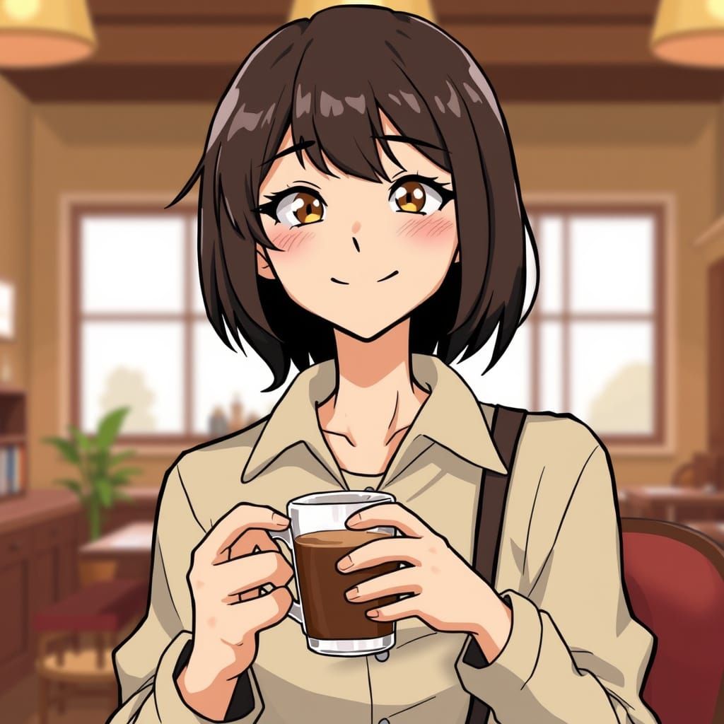 Enigmatic Figure with Knowing Smile in Cozy Setting