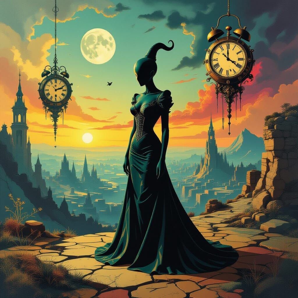 Surreal Dreamscape in Mixed Artistic Styles