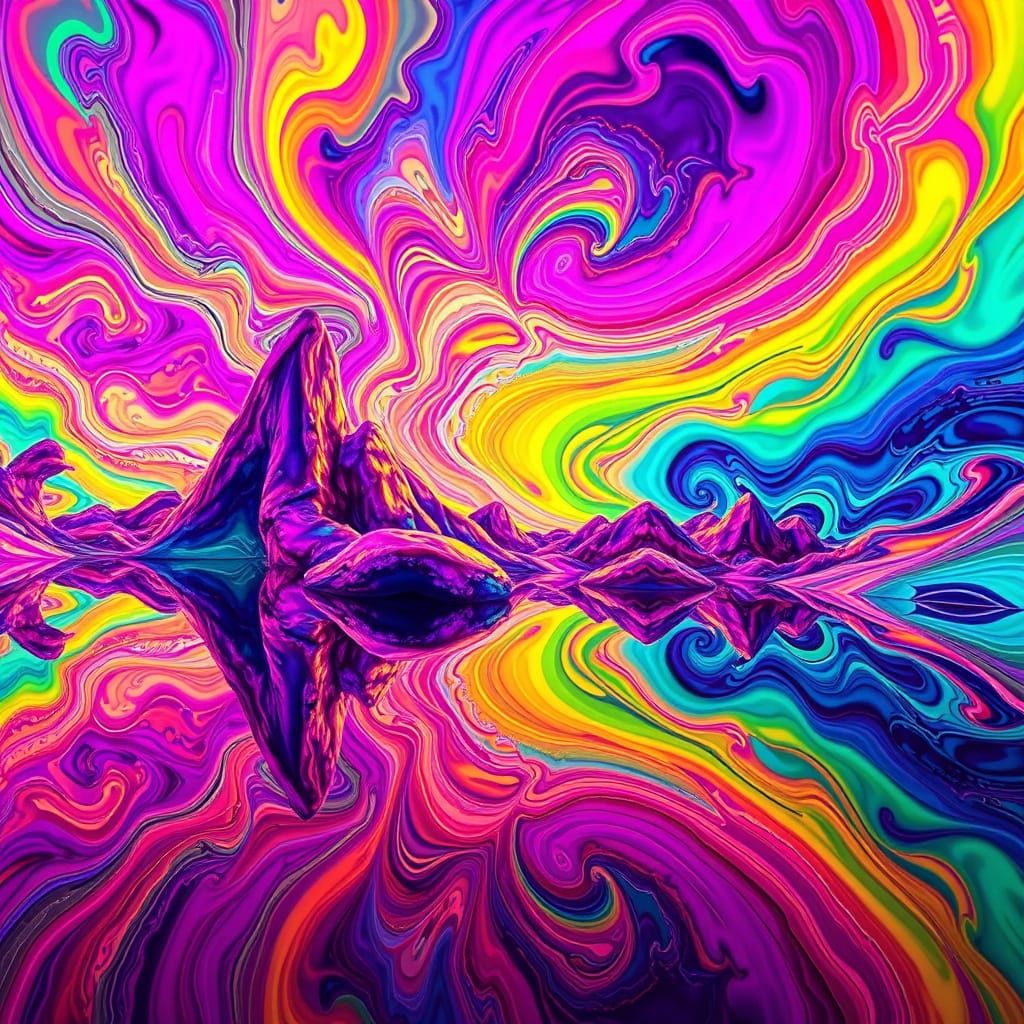 Electronic Kaleidoscope: Swirling Shapes and Mirrored Reflec...