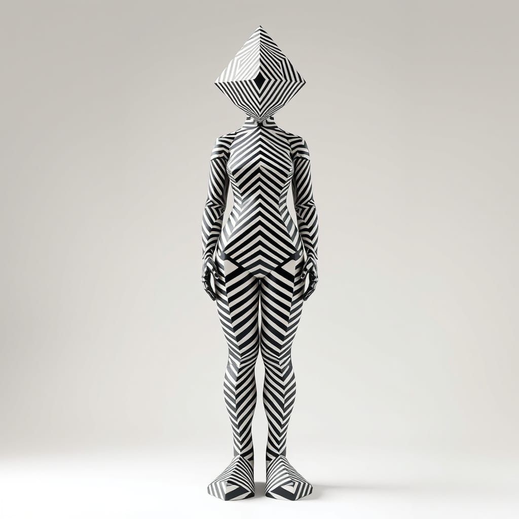 Op Art Sculpture with Geometric Patterns