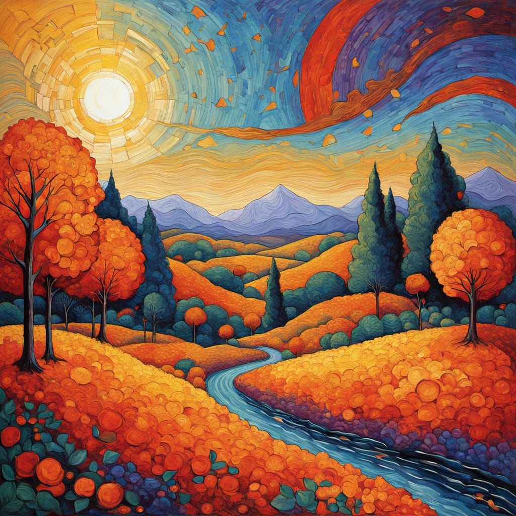 Panoramic Landscape in Expressionist Style