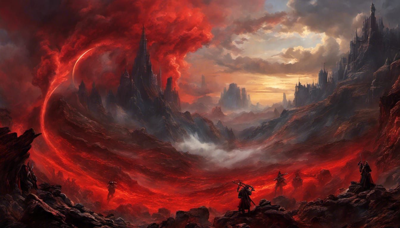 Ominous Red Cloud: Detailed Matte Painting
