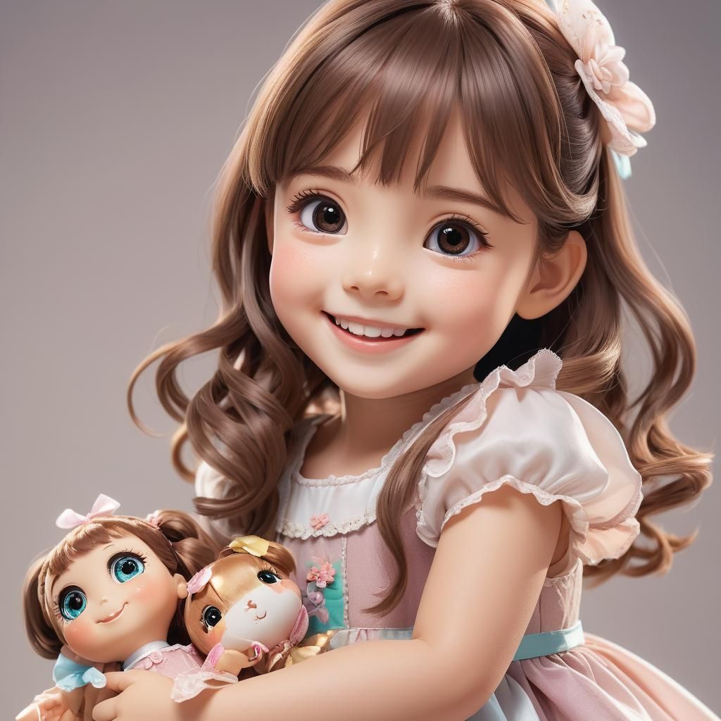 "Bright and realistic: "Smiling six-year-old anime girl with...