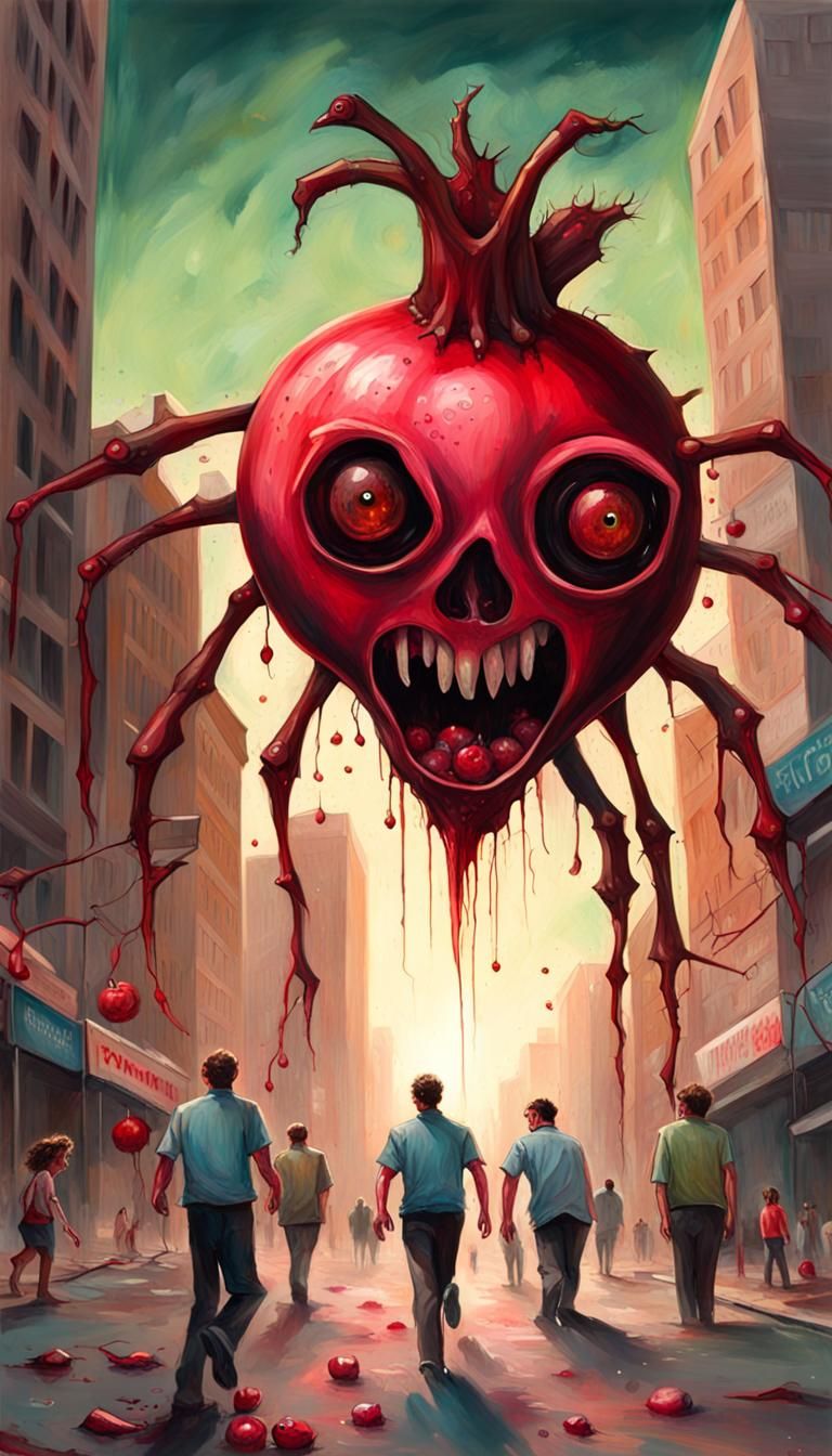 Giant Pomegranate Zombie Takes Over City