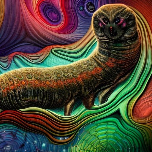 Einstein's Quantum Weasel: Intricate Fantasy Artwork