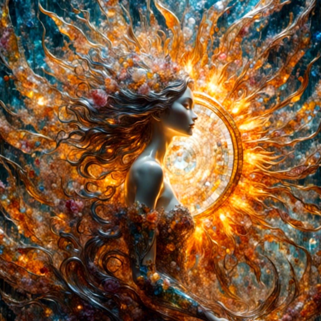 Mosaic Sun Shines with Glass-like Light