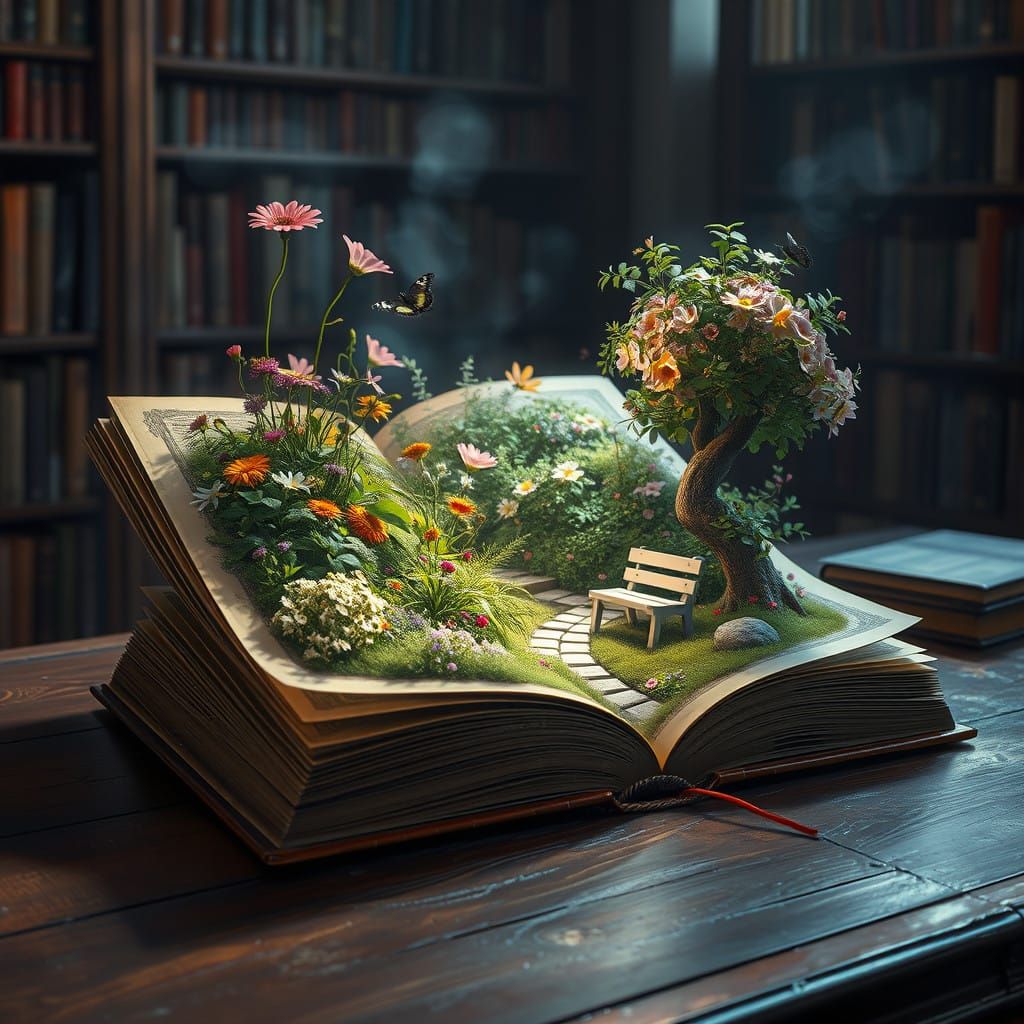 Enchanted Secret Garden Blooms in Whimsical Digital Painting
