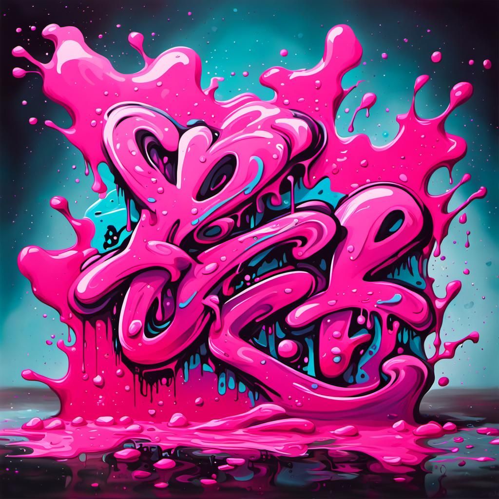 Pink Graffiti Art with Splash Effects