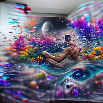 Cosmic Drowning: A Visionary Astral Illustration