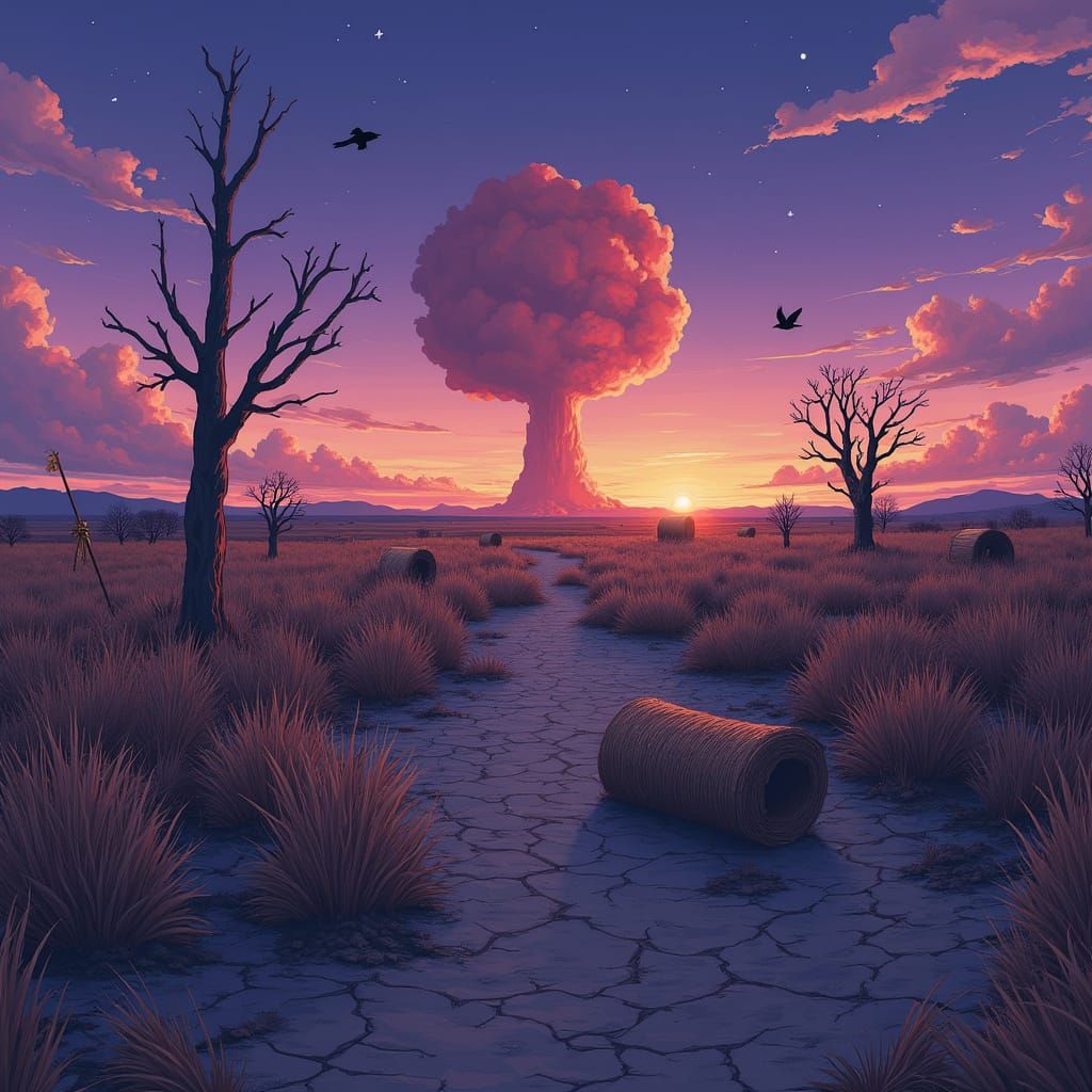 Mysterious Drought Celebration Landscape in a Haunting, Post...