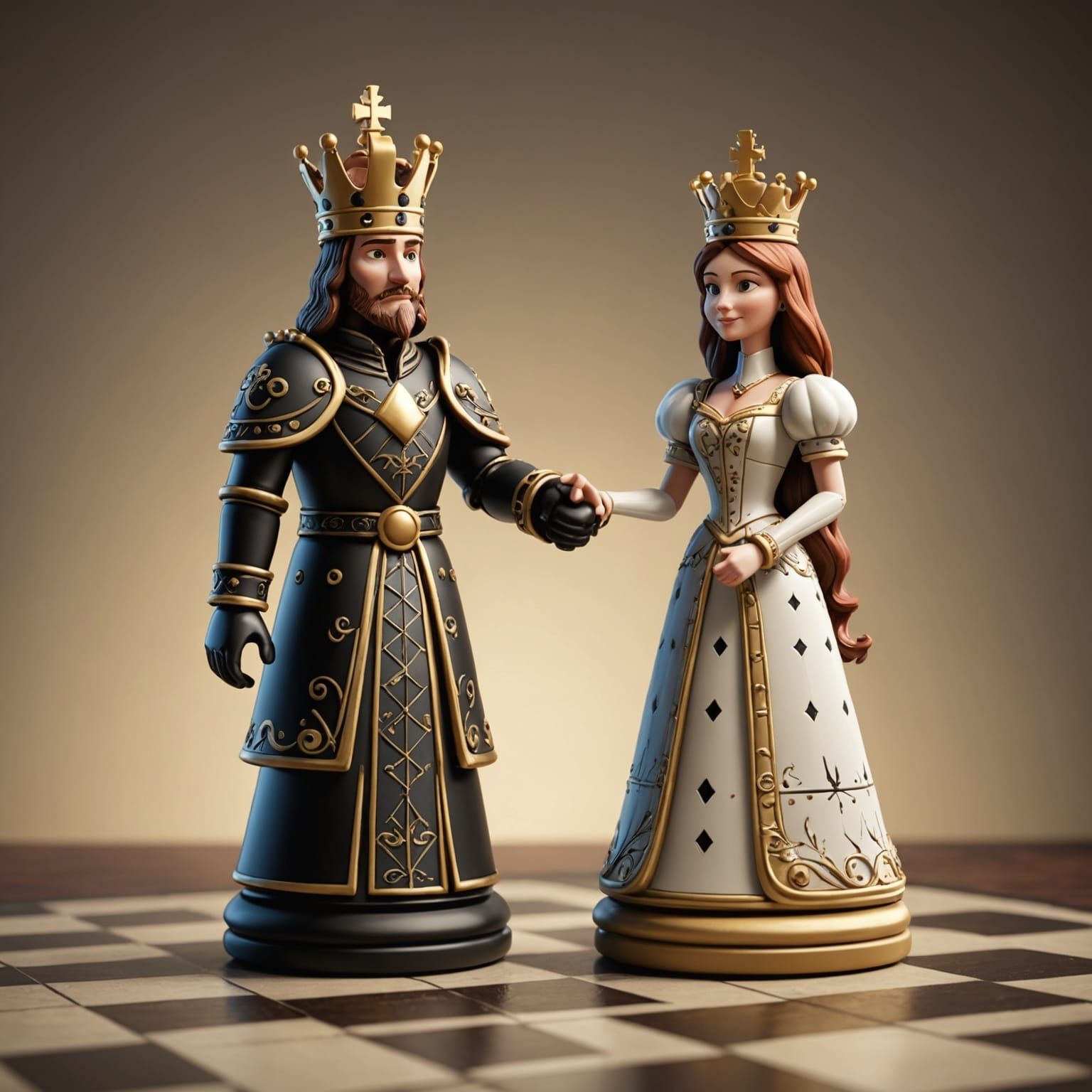Animated King and Queen Chess Pieces