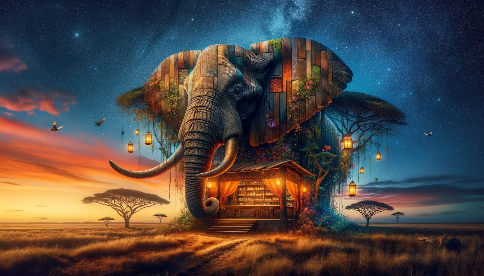 Surreal Savannah Elephant Bar in Grand Composition