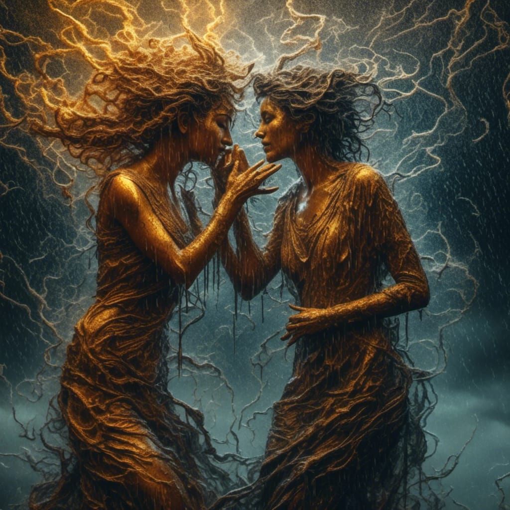 Lovers in a Storm: A Digital Splash Art