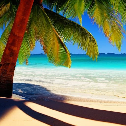 Tropical Beach Scene with Bokeh Effect