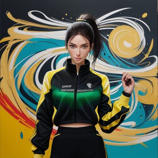 Vibrant Anime Fencing Champion in Dynamic Sports Scene