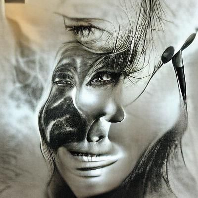 Detailed Charcoal Drawing of a Face