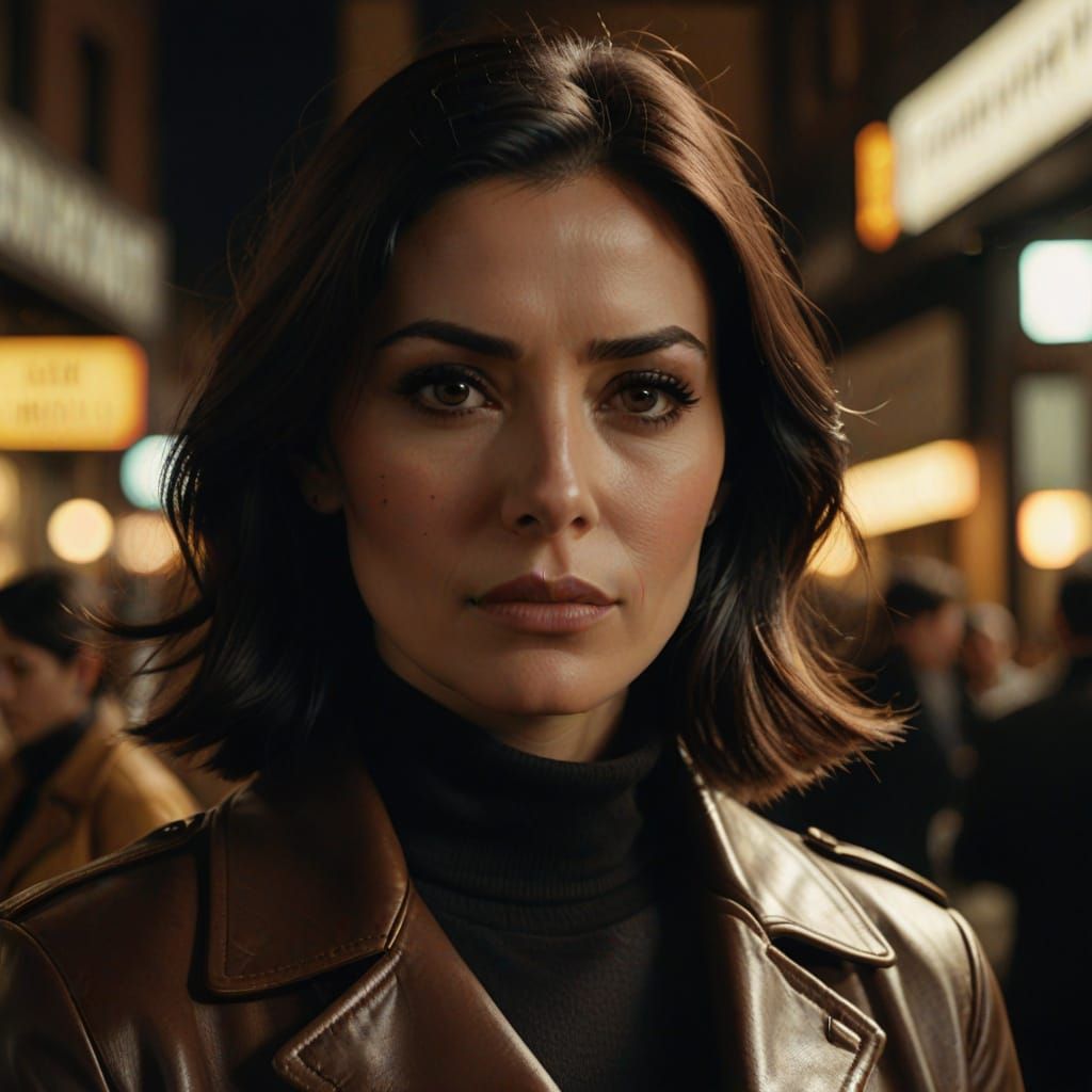 American Businesswoman in Film Noir Style