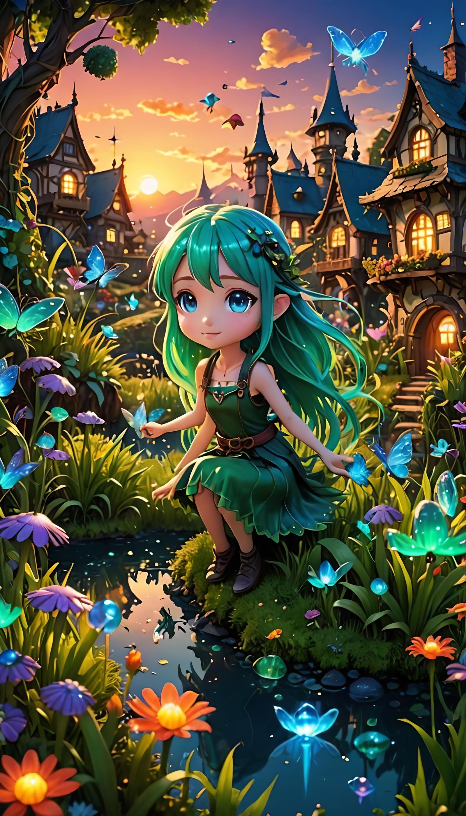 Bioluminescent Fairy Village in Tiny Micro World