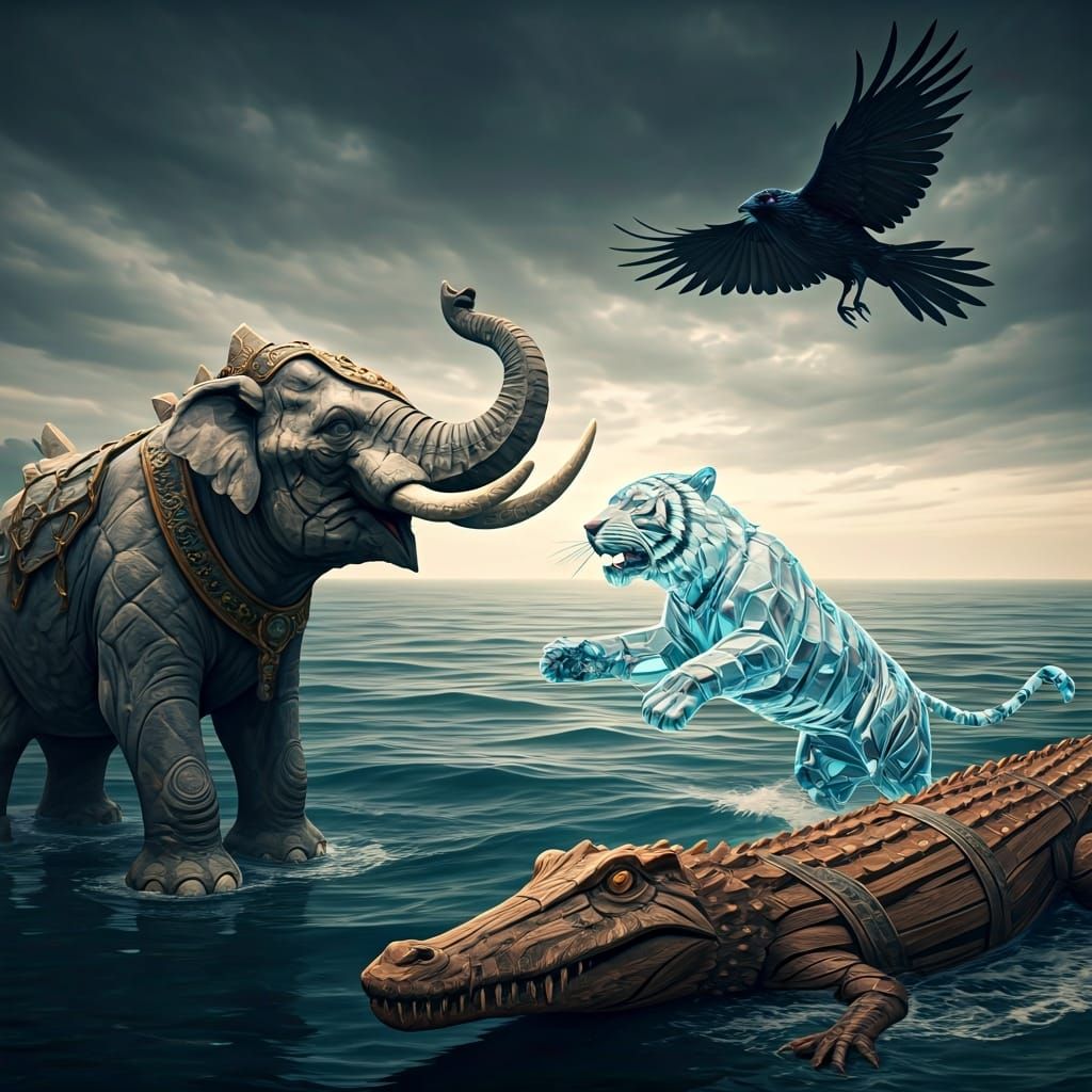 Epic Stone Elephant vs Crystal Tiger Battle