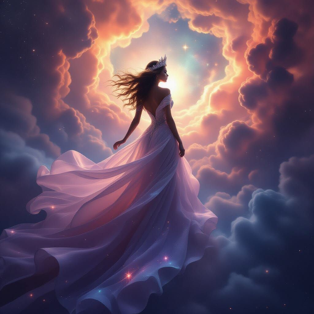 Celestial Queen Emerges From Starlight Nebula