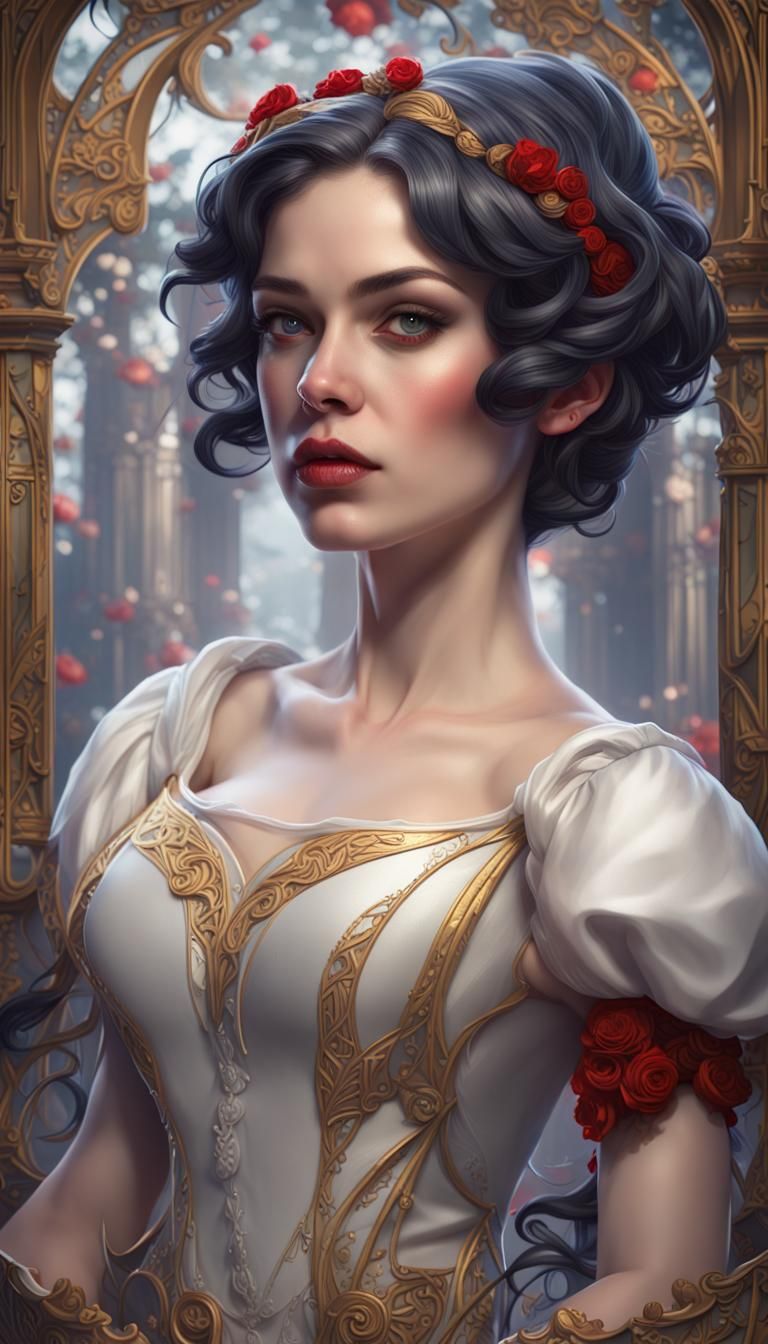 Evil Snow White: Art Nouveau Digital Illustration