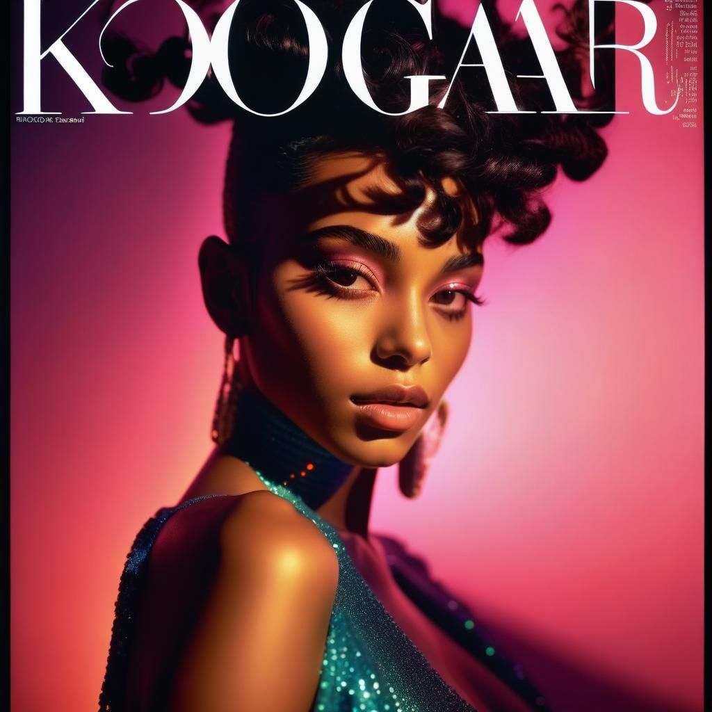 Black Popstar on Vogue Cover in Photorealistic Style