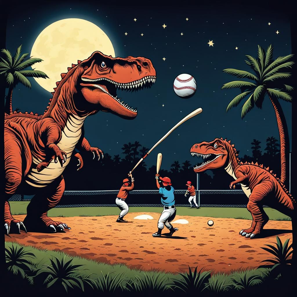 Dinosaurs Play Baseball on the Moon