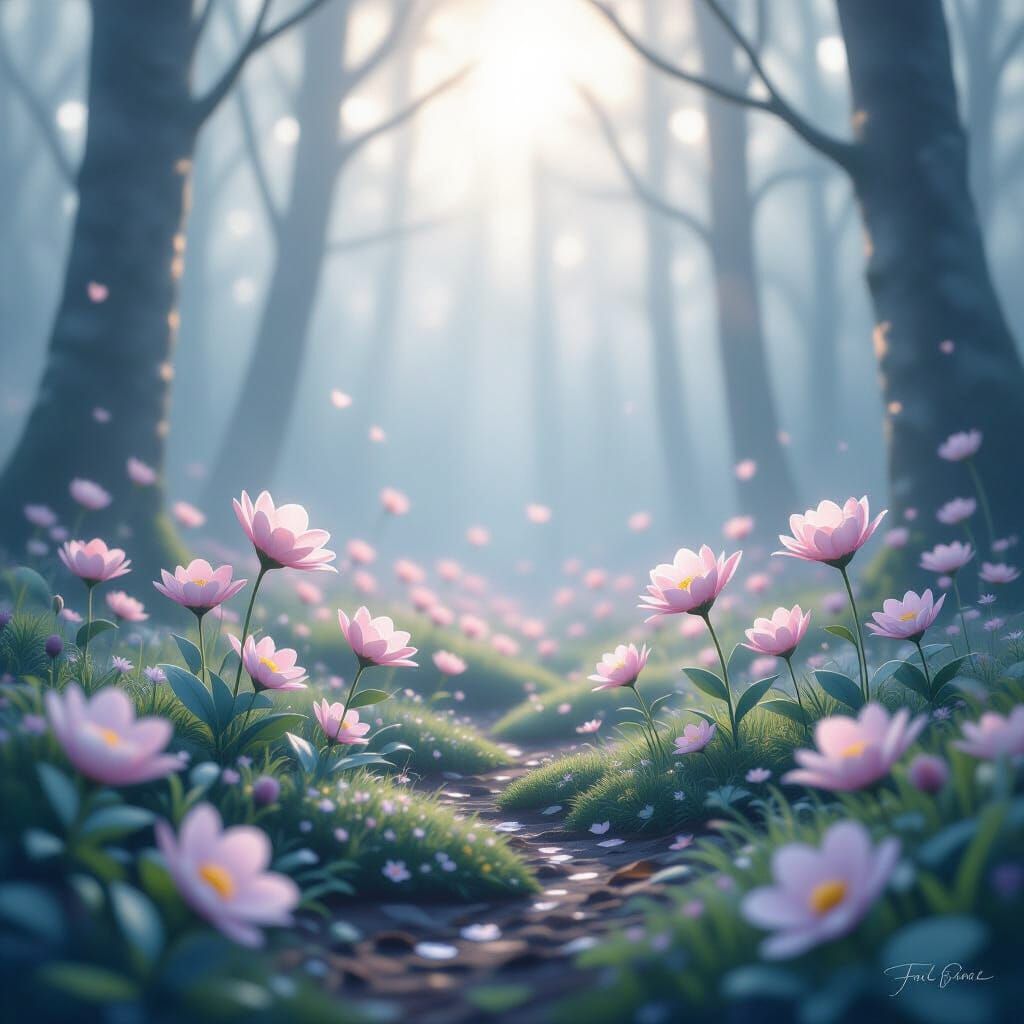 Ethereal Forest Floor with Blooming Eyes as Flowers