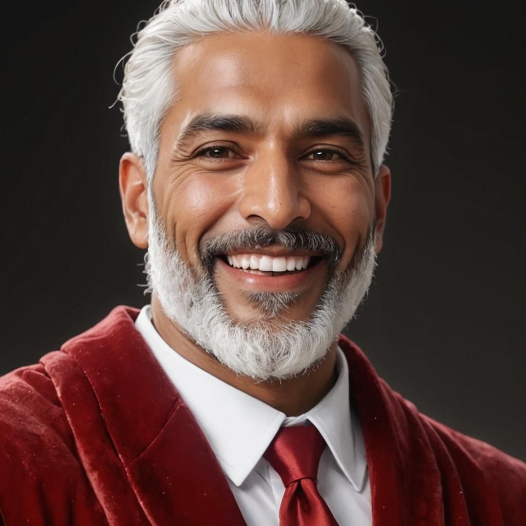 Joyful Man in Red Velvet Robe Fantasy Portrait