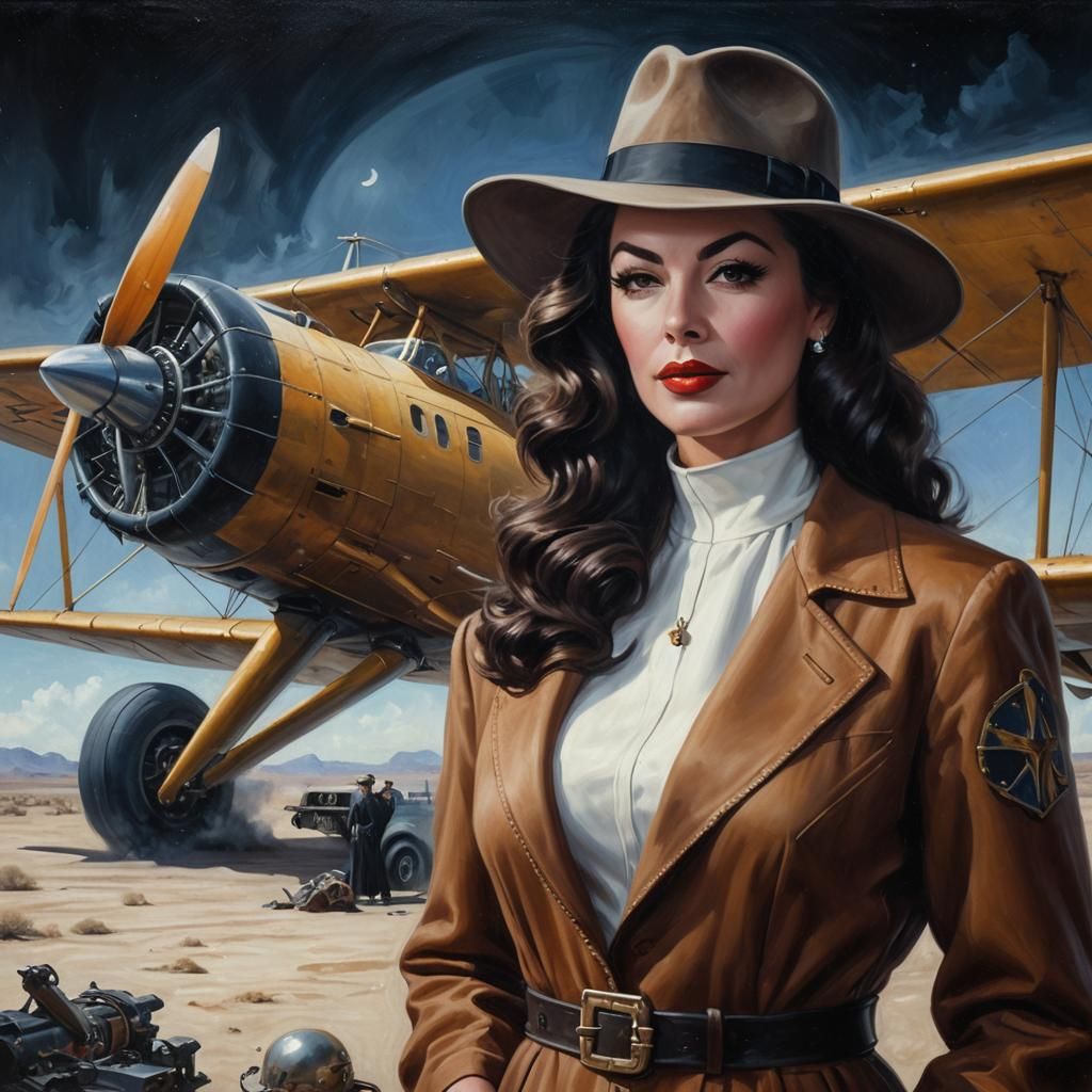 Ava Gardner as Priestess in Alien Desert Oil Painting