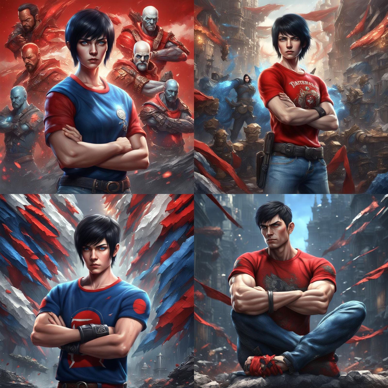 Fighter with Black Hair in Fantasy Art Style