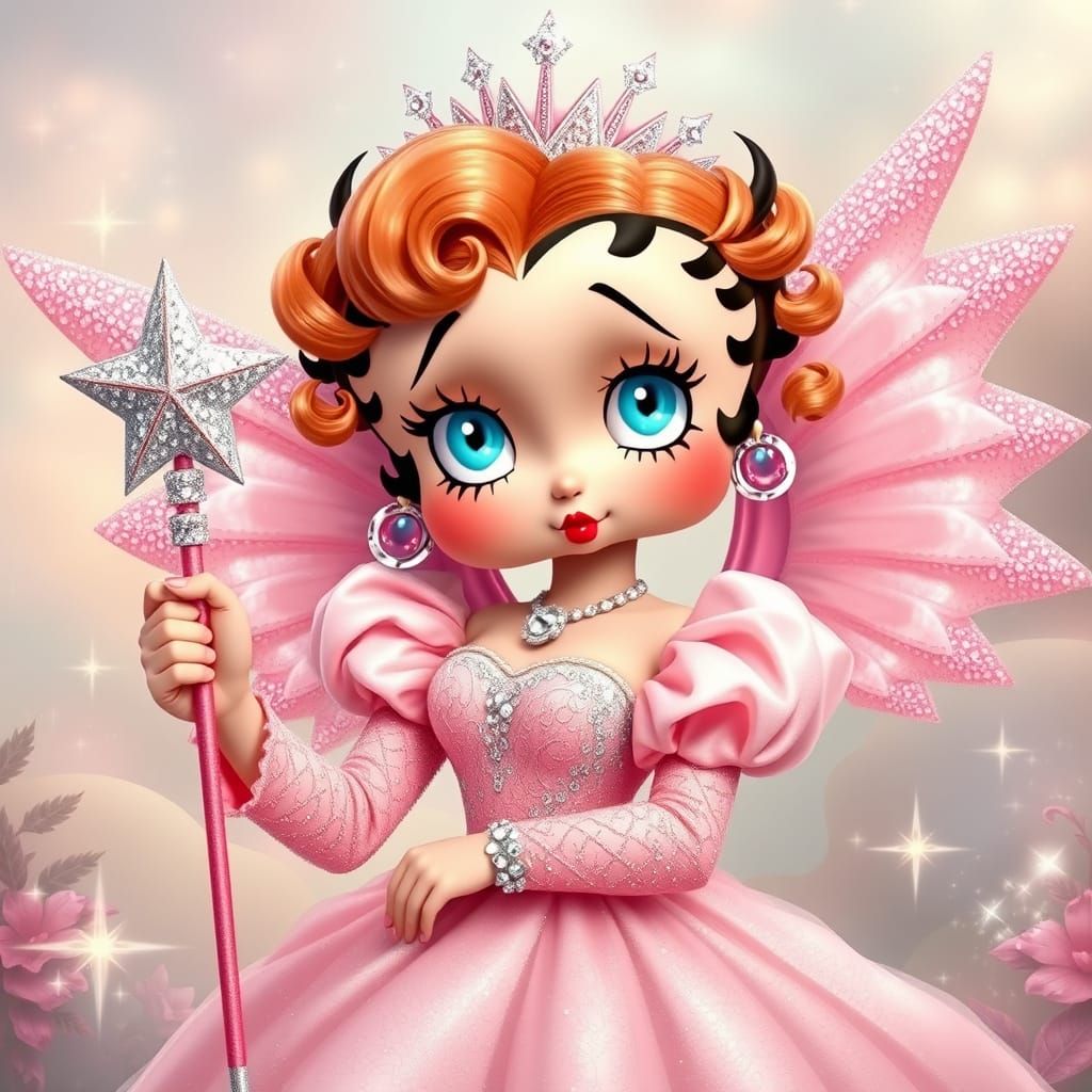 Whimsical Fantasy Princess with Glittery Wings and Wand