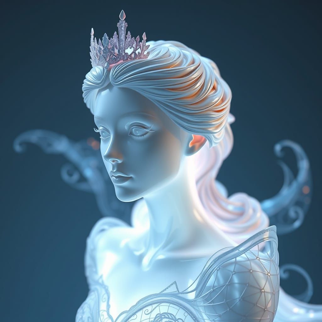3D digital art abstract porcelain sculpture of princess Auro...