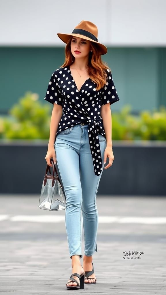 Woman in Polka Dots: Vector Graphic Art