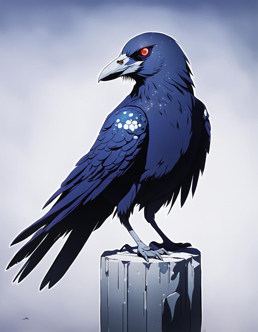 White Crow with Rinnegan in Anime Style