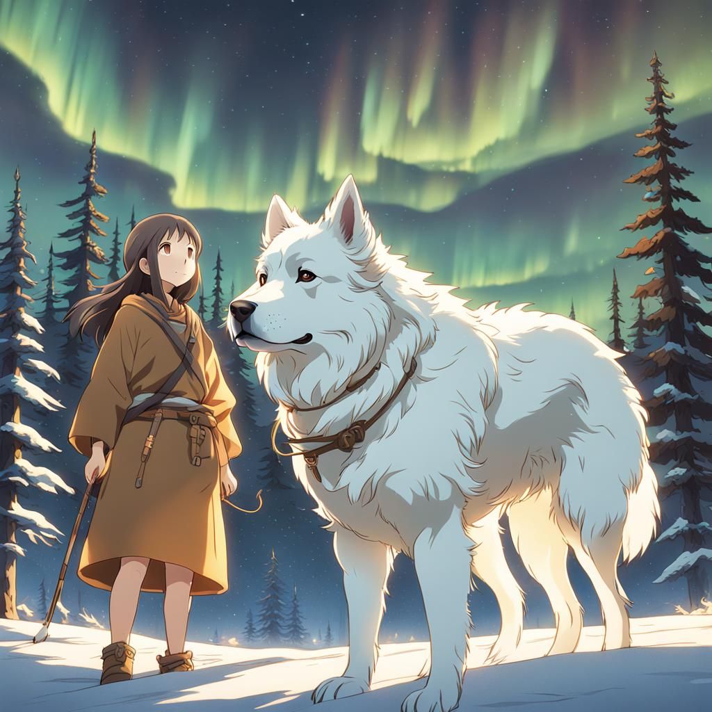 Hunter Gatherer Female with Dog, Anime Key Visual