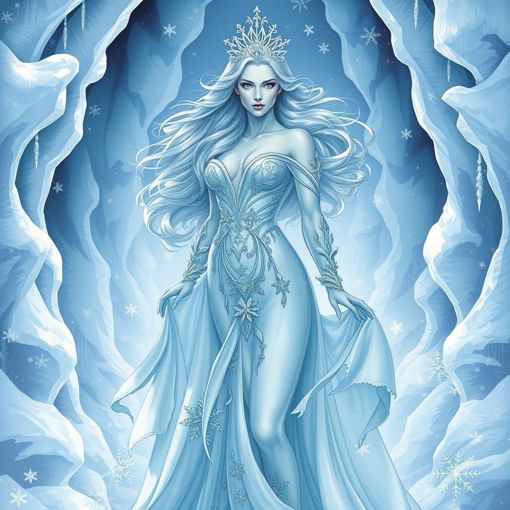 Majestic Ice Queen in Frozen Palace