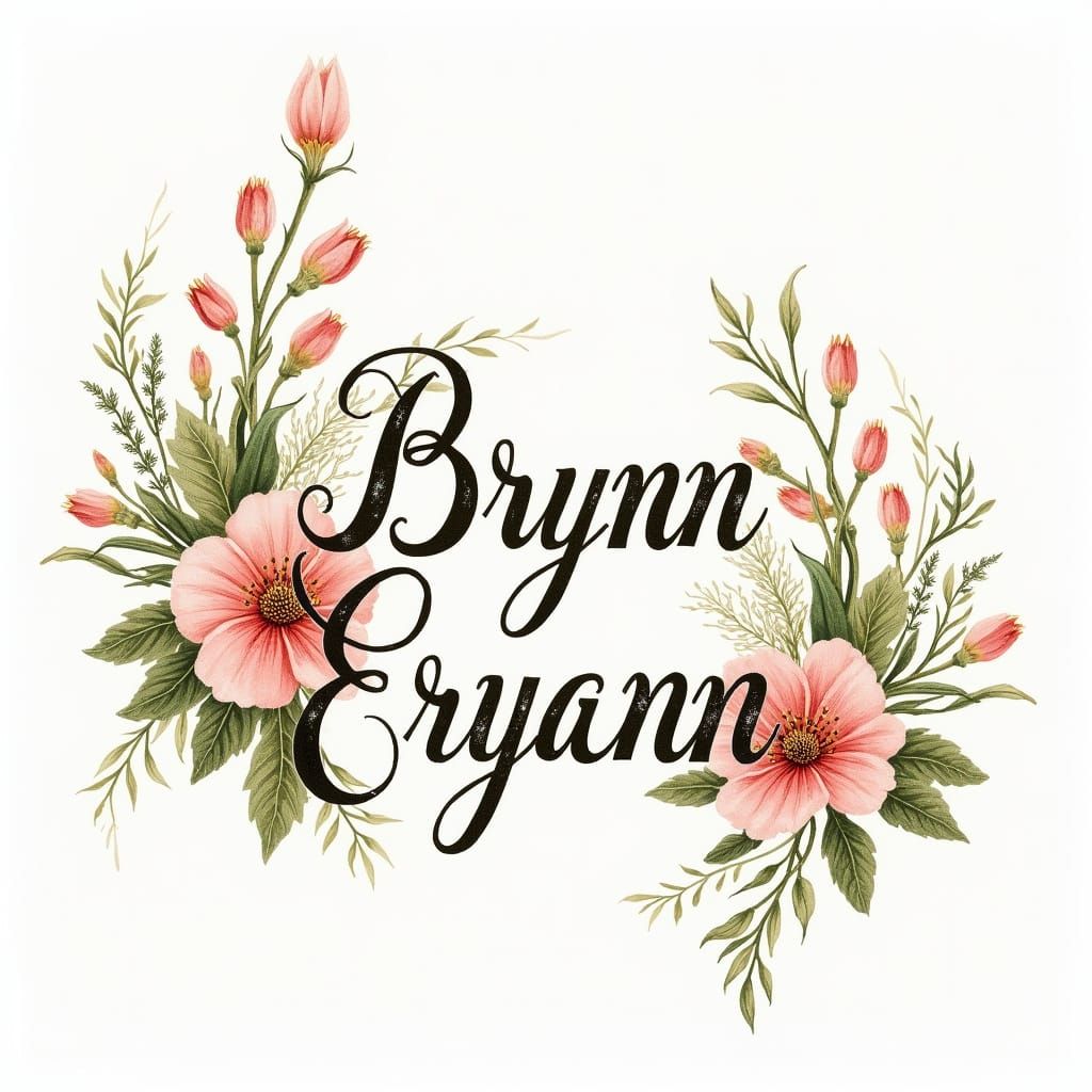 Elegant Floral Script with Cursive Name