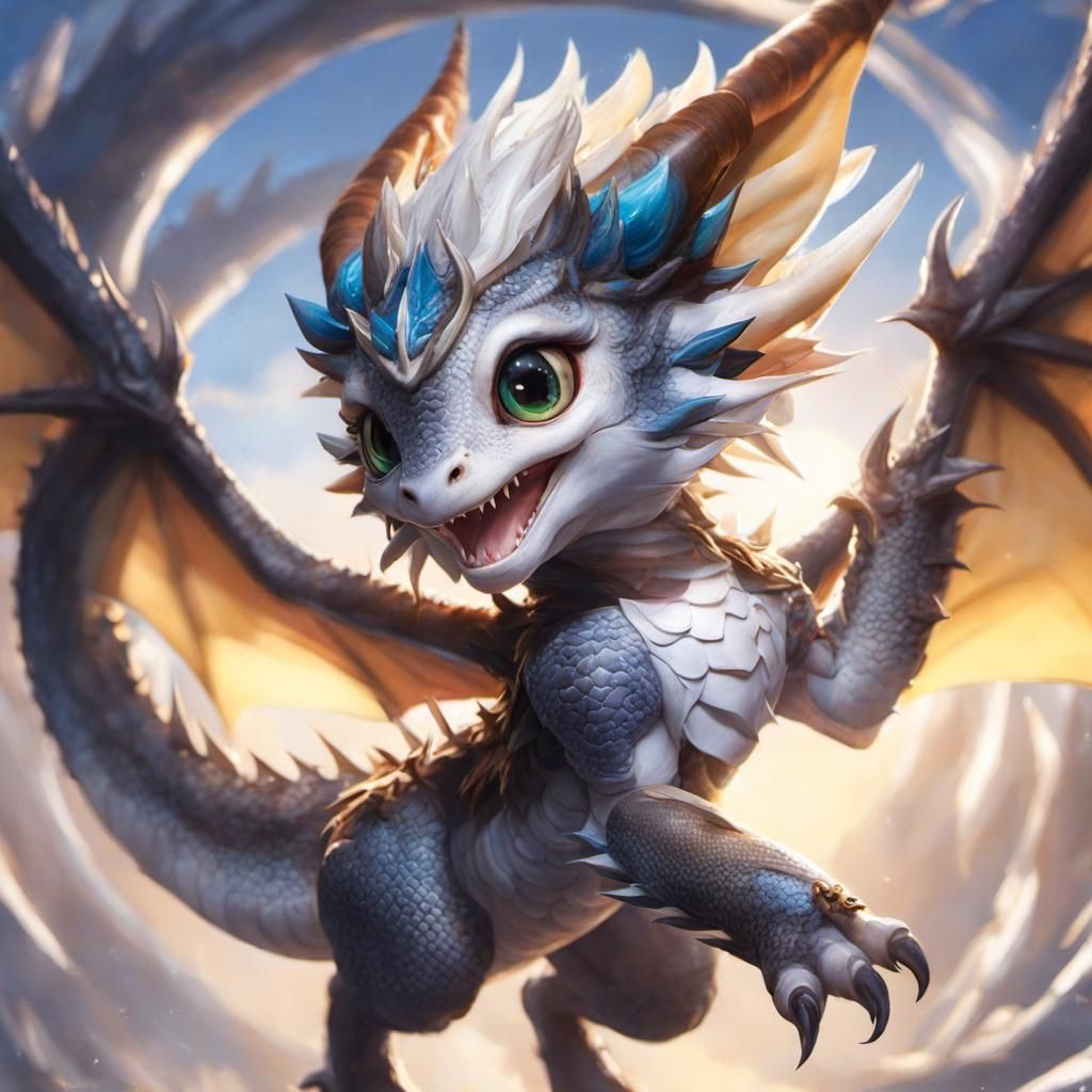Adorable Dragon Portrait in Anime Style