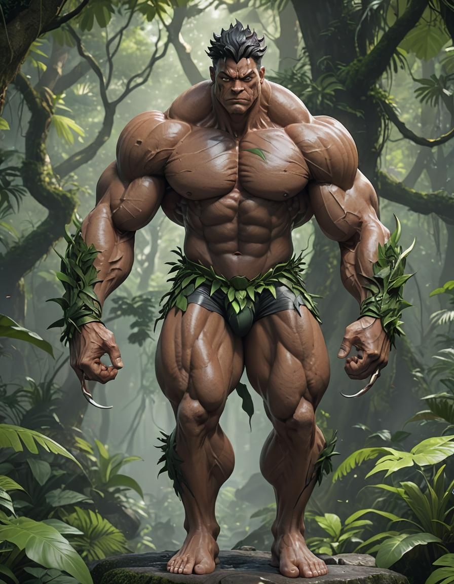 Rainforest Guardian with Anime Style Muscles
