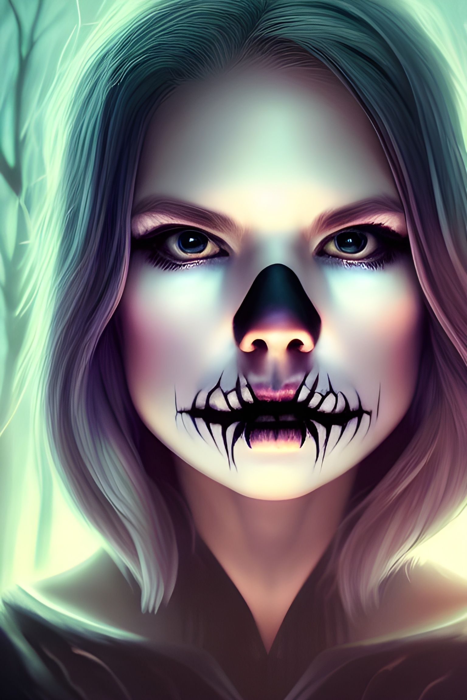 Fantastical Portrait in Spooky Season: Detailed Matte Painti...