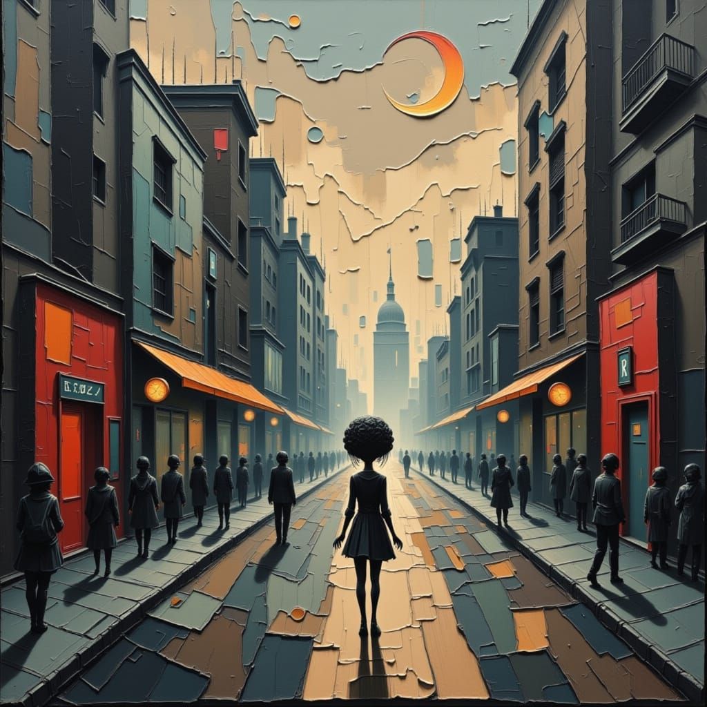 Dystopian Cityscape in Cyberpunk Style