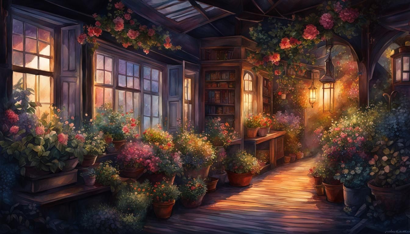 Digital Watercolor Illustration in Flowery Pastel Colors