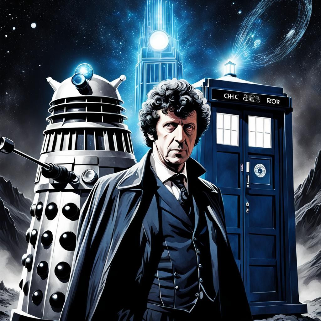 Doctor Who Gallifrey in Monochrome Splatter Art