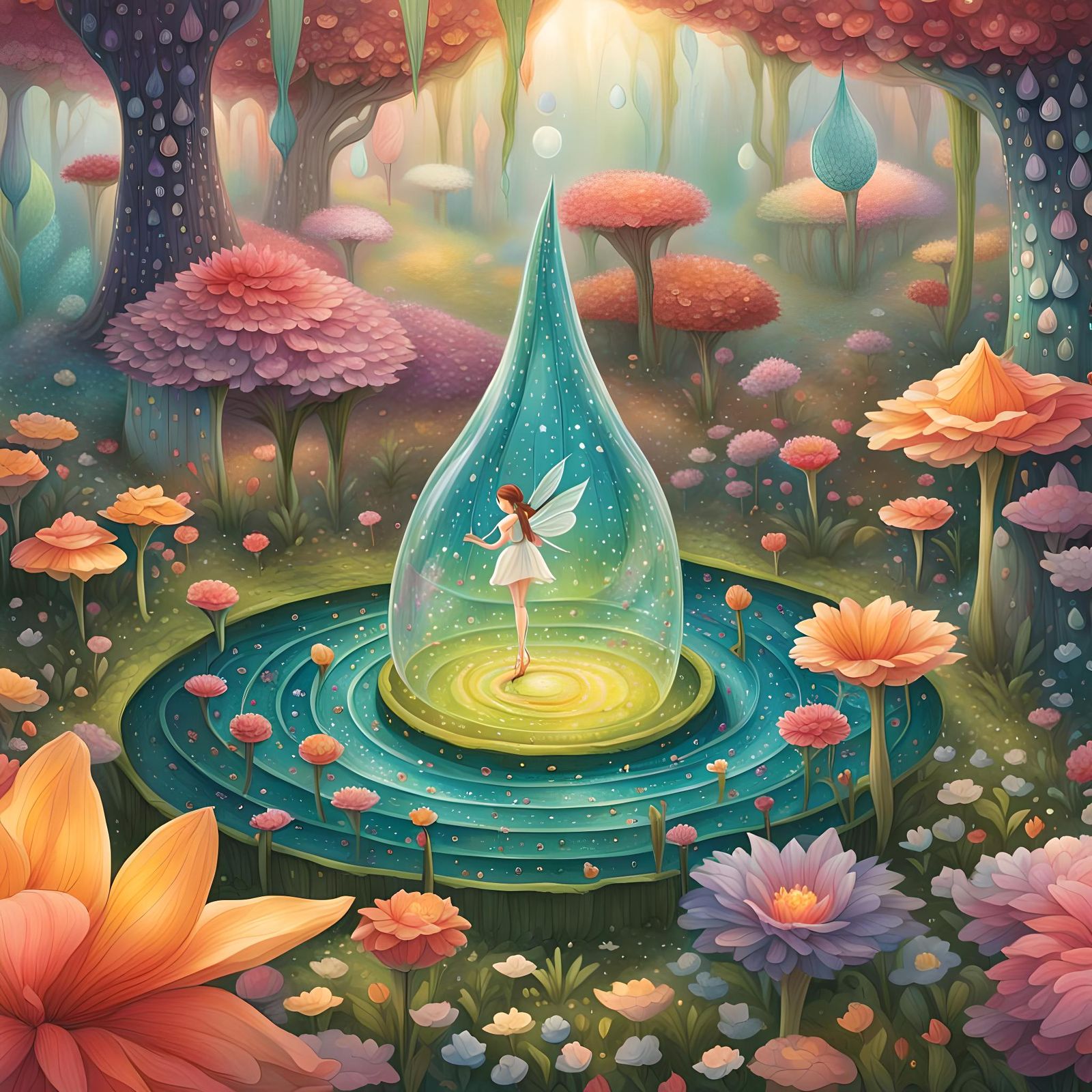 Magical Fairy Realm in a Dewdrop
