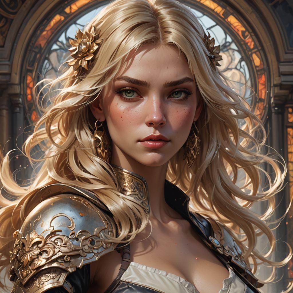 Nude Blonde Portrait in Hyperdetailed Art Style