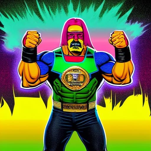 Hulk Hogan Portrait in Comic Book Style