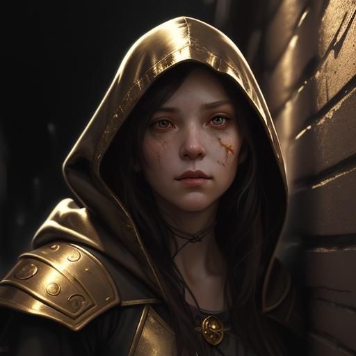 Fantasy Rogue in Dark Alley, Renaissance Occult Style